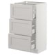 SEKTION kitchen unit, 3 light grey drawers, white, modern, rectangular.