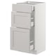 White ikea SEKTION cabinet with 3 drawers, modern grey fronts.