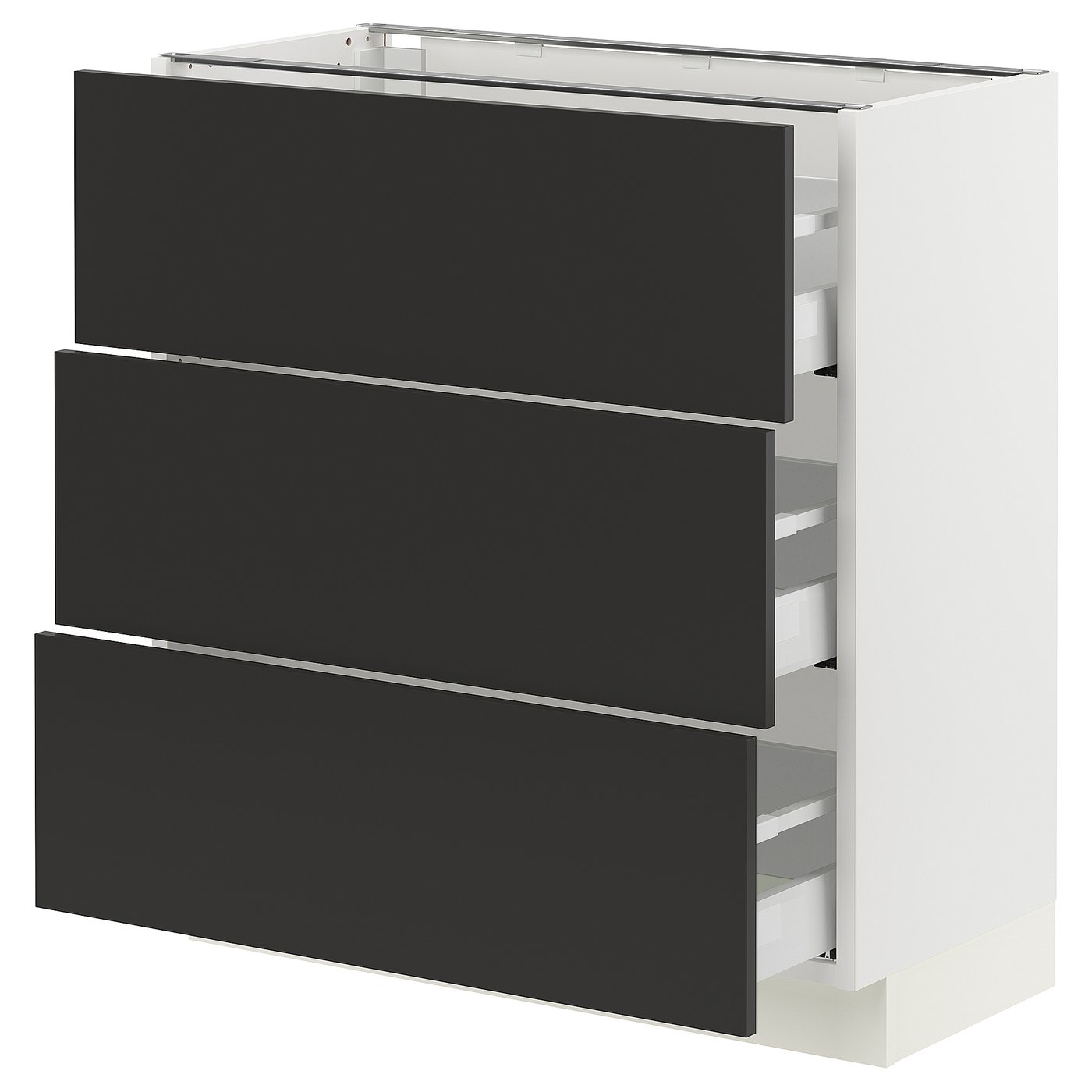 SEKTION / MAXIMERA base cabinet with 3 drawers, white/Nickebo
