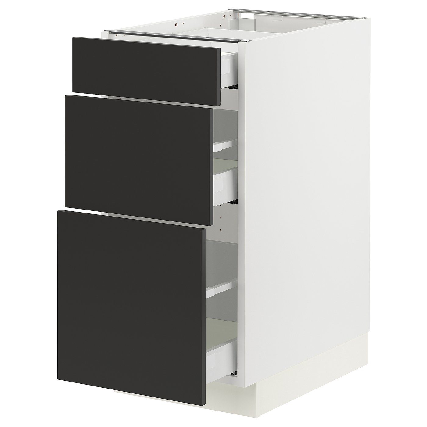 SEKTION / MAXIMERA base cabinet with 3 drawers, white/Nickebo