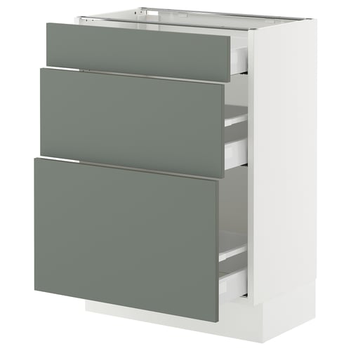Modern kitchen unit, name SEKTION, colour grey-green, full extension drawers, sleek design.