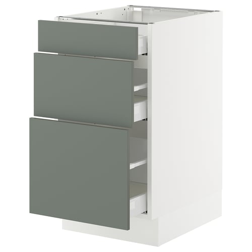 SEKTION kitchen unit in grey-green with three drawers.