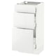 SEKTION kitchen cabinet, white, glossy, 3 drawers, rectangular, sleek design.
