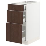 SEKTION / MAXIMERA Base cabinet with 3 drawers, white/Sinarp brown, 15x24x30 "