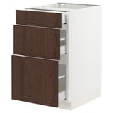 SEKTION / MAXIMERA Base cabinet with 3 drawers, white/Sinarp brown, 18x24x30 "