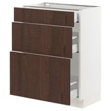 SEKTION / MAXIMERA Base cabinet with 3 drawers, white/Sinarp brown, 24x15x30 "