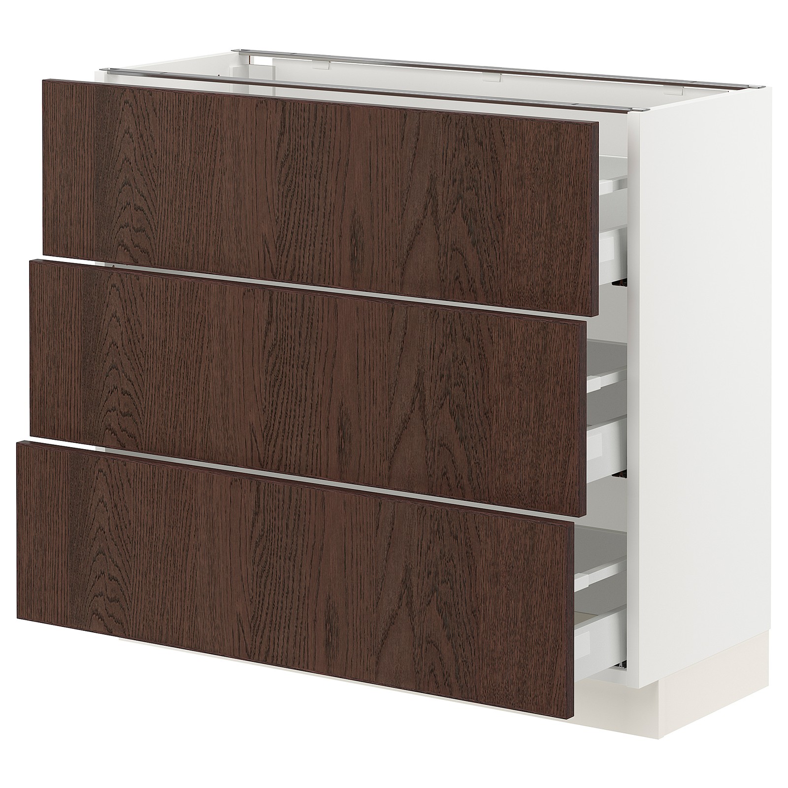 SEKTION / MAXIMERA Base with 3 drawers white/Sinarp brown IKEA