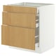 SEKTION / MAXIMERA Base cabinet with 3 drawers, white/Sinarp oak veneer, 30x24x30 "