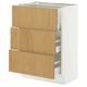 SEKTION / MAXIMERA Base cabinet with 3 drawers, white/Sinarp oak veneer, 24x15x30 "