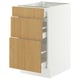 SEKTION / MAXIMERA Base cabinet with 3 drawers, white/Sinarp oak veneer, 18x24x30 "