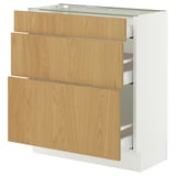 SEKTION / MAXIMERA Base cabinet with 3 drawers, white/Sinarp oak veneer, 30x15x30 "