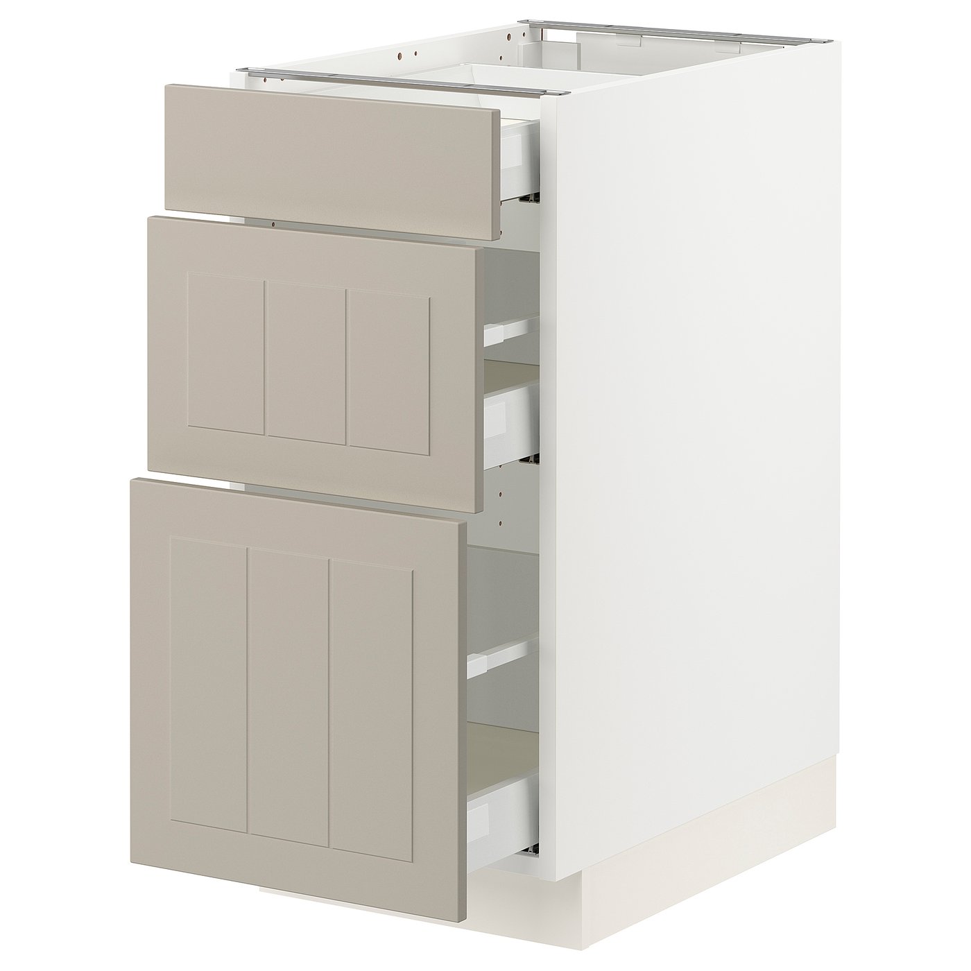 SEKTION / MAXIMERA base cabinet with 3 drawers, white/Stensund