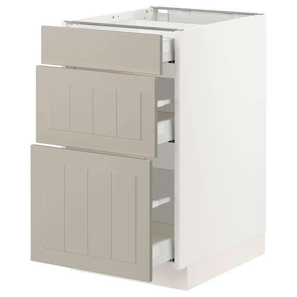 SEKTION / MAXIMERA Base cabinet with 3 drawers, white/Stensund beige, 18x24x30 "