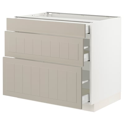 SEKTION / MAXIMERA Base cabinet with 3 drawers, white/Stensund beige, 36x24x30 "