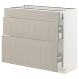 SEKTION / MAXIMERA Base cabinet with 3 drawers, white/Stensund beige, 36x15x30 "