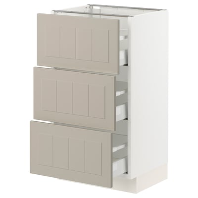 SEKTION / MAXIMERA Base cabinet with 3 drawers, white/Stensund beige, 18x15x30 "