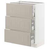 SEKTION / MAXIMERA Base cabinet with 3 drawers, white/Stensund beige, 24x15x30 "