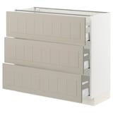 SEKTION / MAXIMERA Base cabinet with 3 drawers, white/Stensund beige, 36x15x30 "