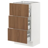 SEKTION / MAXIMERA Base cabinet with 3 drawers, white/Tistorp brown walnut effect, 18x15x30 "