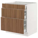 SEKTION / MAXIMERA Base cabinet with 3 drawers, white/Tistorp brown walnut effect, 30x24x30 "