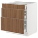 SEKTION / MAXIMERA Base cabinet with 3 drawers, white/Tistorp brown walnut effect, 30x24x30 "