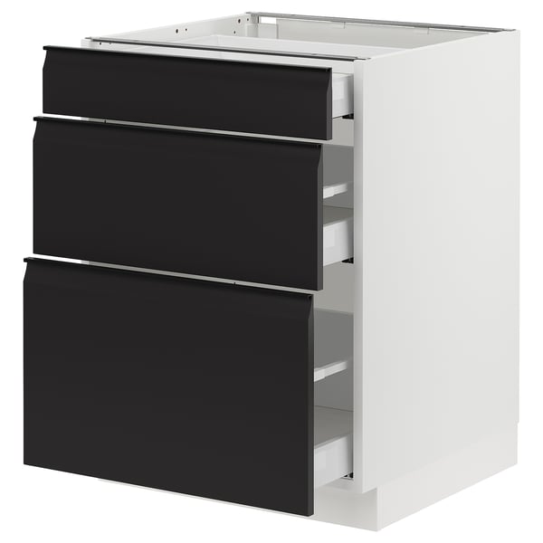 SEKTION / MAXIMERA Base cabinet with 3 drawers, white/Upplöv matte anthracite, 24x24x30 "