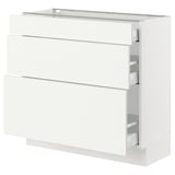 SEKTION / MAXIMERA Base cabinet with 3 drawers, white/Vallstena white, 36x15x30 "