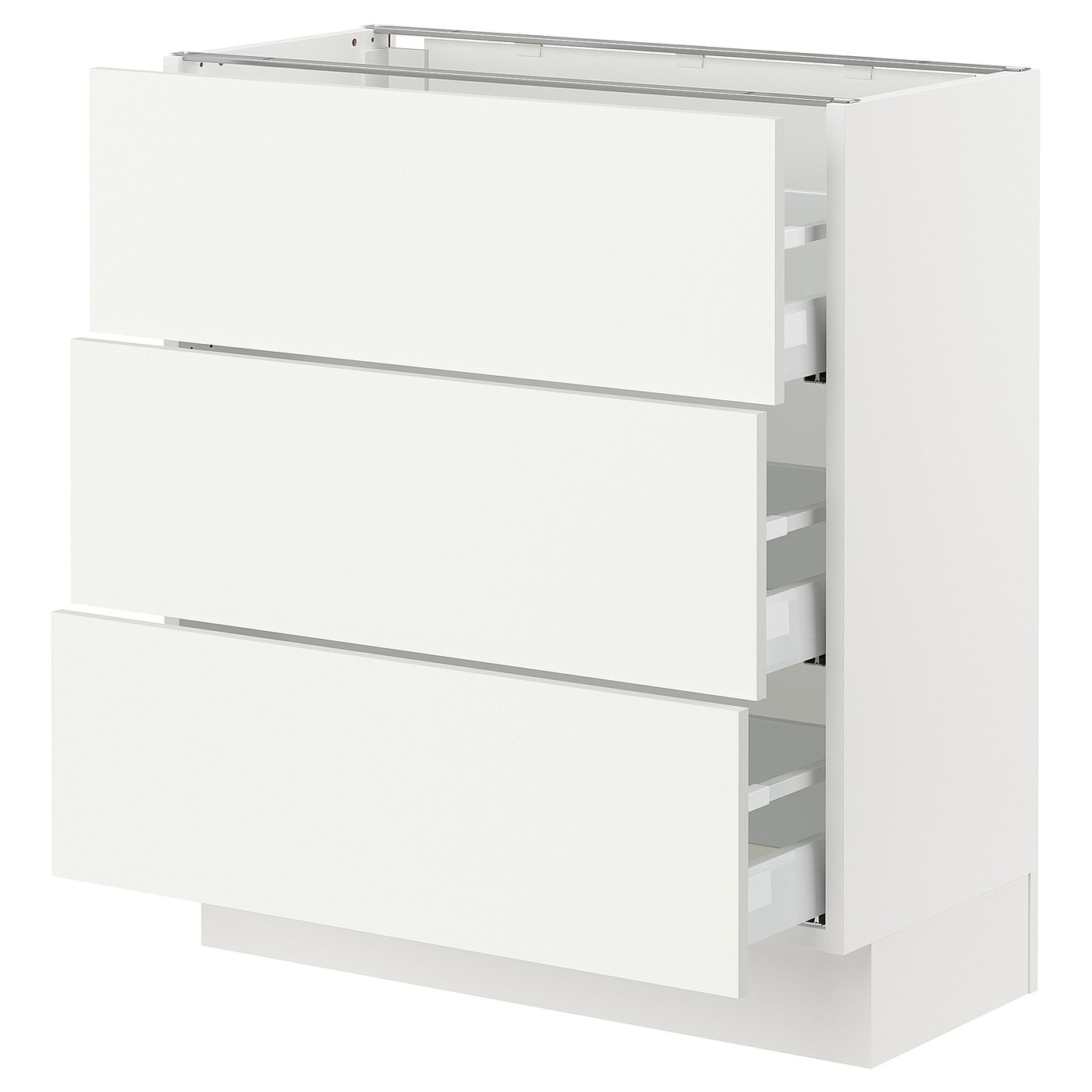 SEKTION / MAXIMERA base cabinet with 3 drawers, white/Vallstena