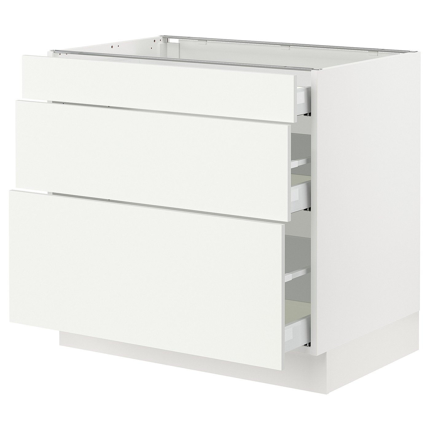 SEKTION / MAXIMERA base cabinet with 3 drawers, white/Vallstena