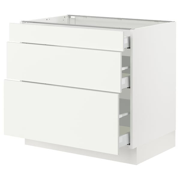 SEKTION / MAXIMERA Base cabinet with 3 drawers, white/Vallstena white, 36x24x30 "