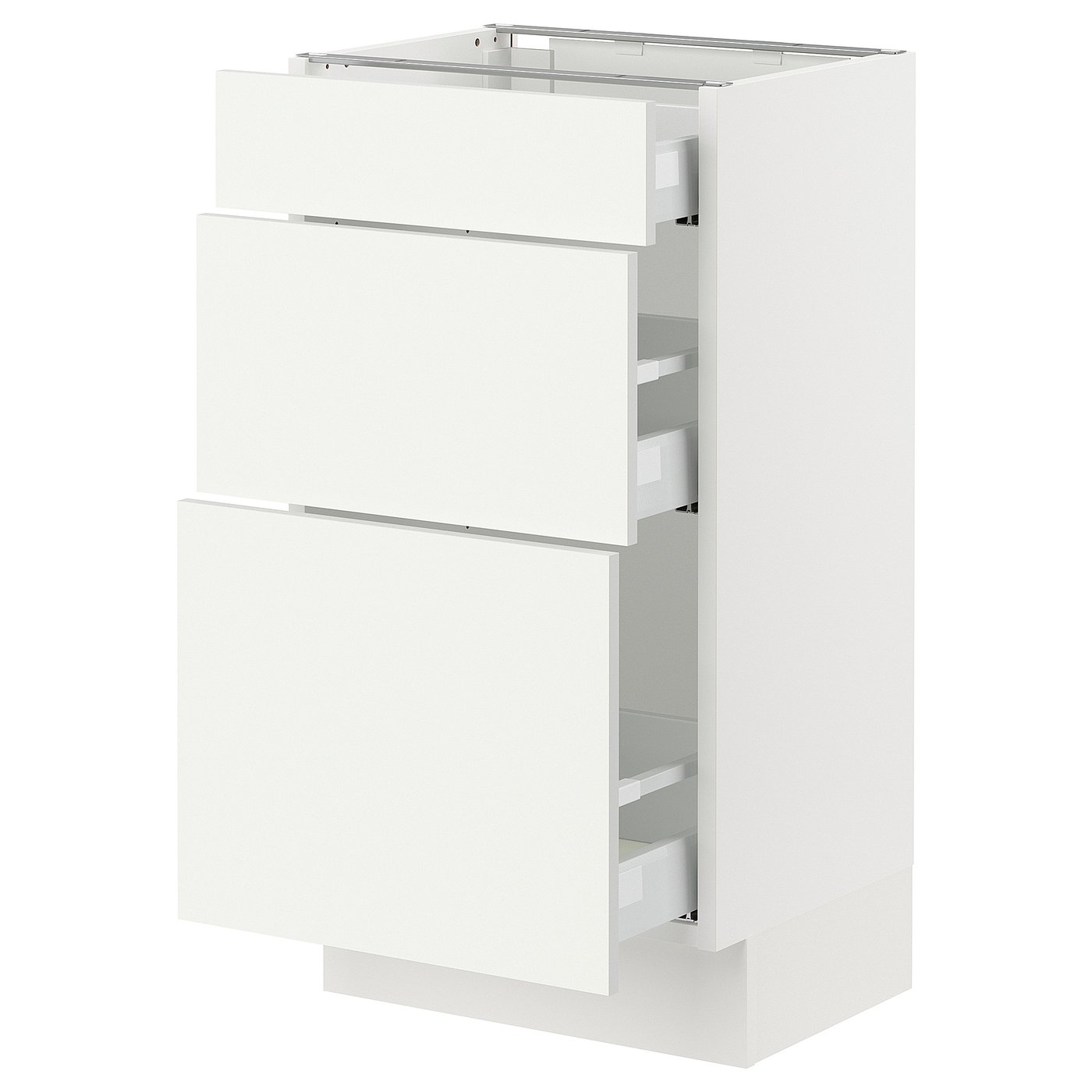 SEKTION / MAXIMERA base cabinet with 3 drawers, white/Vallstena