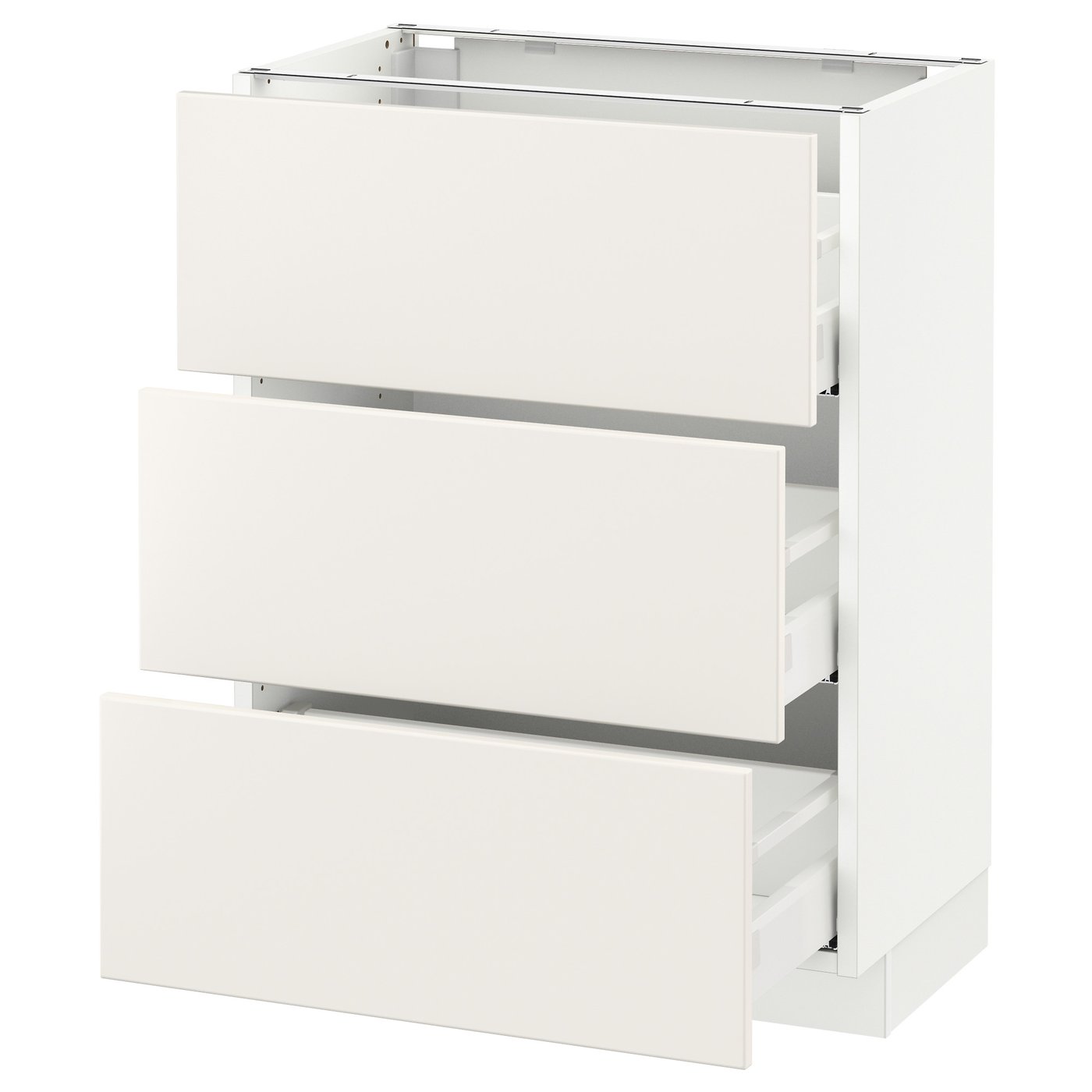 SEKTION / MAXIMERA base cabinet with 3 drawers, white/Veddinge