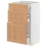 SEKTION / MAXIMERA Base cabinet with 3 drawers, white/Vedhamn oak, 18x15x30 "