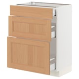 SEKTION / MAXIMERA Base cabinet with 3 drawers, white/Vedhamn oak, 24x15x30 "