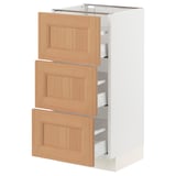 SEKTION / MAXIMERA Base cabinet with 3 drawers, white/Vedhamn oak, 15x15x30 "