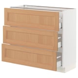SEKTION / MAXIMERA Base cabinet with 3 drawers, white/Vedhamn oak, 36x15x30 "