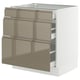SEKTION / MAXIMERA Base cabinet with 3 drawers, white/Voxtorp high-gloss dark grey-brown, 30x24x30 "