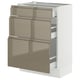 SEKTION / MAXIMERA Base cabinet with 3 drawers, white/Voxtorp high-gloss dark grey-brown, 24x15x30 "