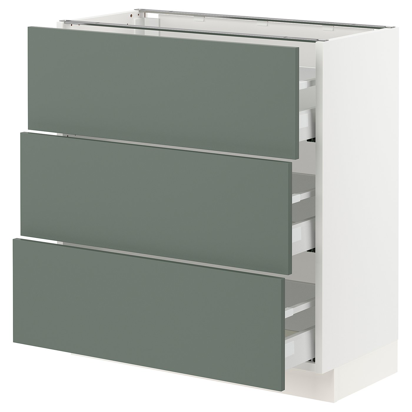SEKTION / MAXIMERA Base with 3 drawers white, Bodarp gray