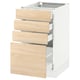 An ikea SEKTION kitchen cabinet with four light ash wood drawers. White frame, clean design.