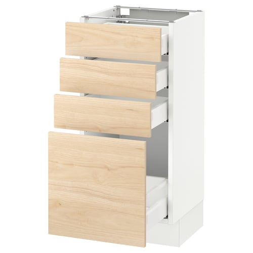 A SEKTION kitchen unit with light ash drawers and a white base.