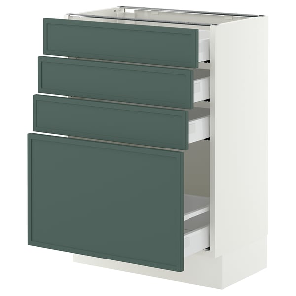 SEKTION / MAXIMERA Base cabinet with 4 drawers, white/Aspudden dark gray-green, 24x15x30 "