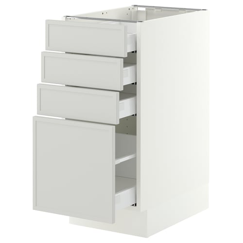 SEKTION / MAXIMERA Base cabinet with 4 drawers, white/Aspudden light gray, 15x24x30 "
