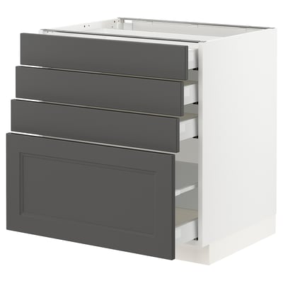 SEKTION / MAXIMERA Base cabinet with 4 drawers, white/Axstad dark gray, 30x24x30 "