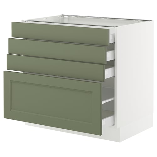 SEKTION green-kitchen unit: 4-drawer cabinet, white frame, modern/traditional design.