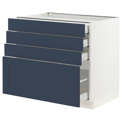 SEKTION / MAXIMERA Base cabinet with 4 drawers, white Axstad/matte blue, 36x24x30 "