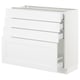 A white SEKTION kitchen cabinet unit by ikea with multiple drawers and shelves.
