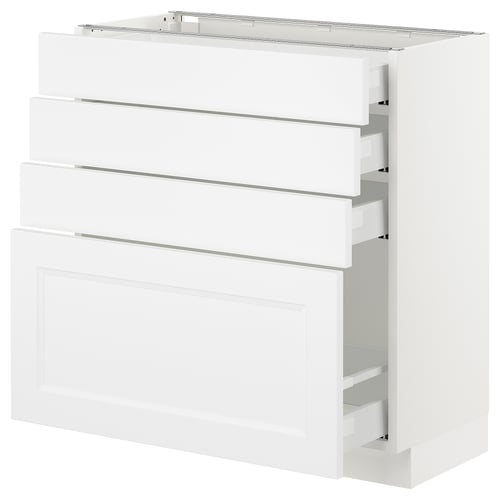 White SEKTION kitchen unit, four drawers & shelf, modern design, smooth runners.