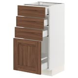 SEKTION / MAXIMERA Base cabinet with 4 drawers, white Enköping/brown walnut effect, 15x15x30 "