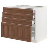 SEKTION / MAXIMERA Base cabinet with 4 drawers, white Enköping/brown walnut effect, 36x24x30 "
